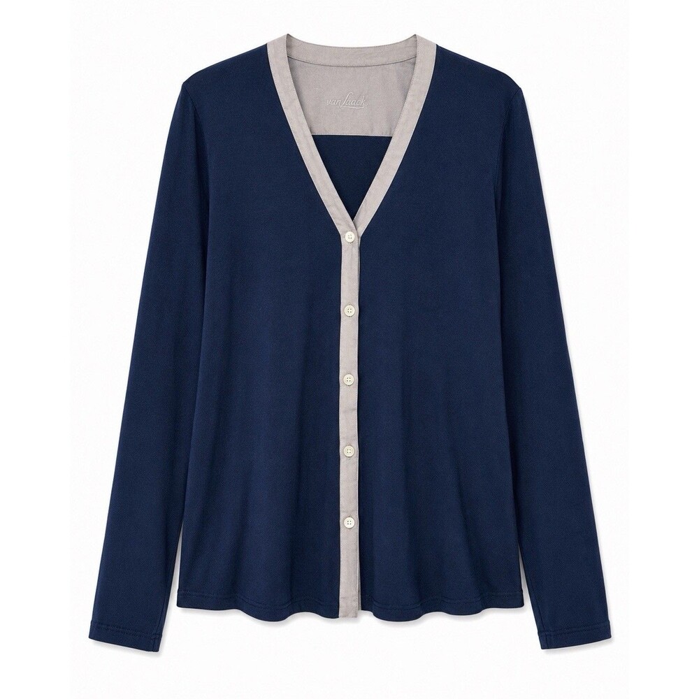 Van Laack Cardigan Sweater Women's Small Blue Button Front Lufthansa First Class